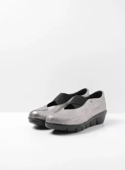 Instappers|Bandschoenen|Wolky Cursa grijs metallic nubuck