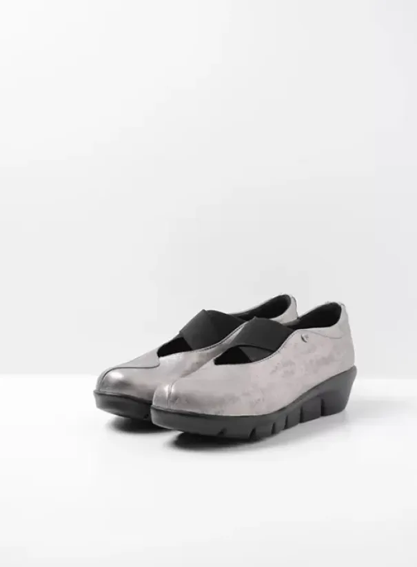 Instappers|Bandschoenen|Wolky Cursa grijs metallic nubuck
