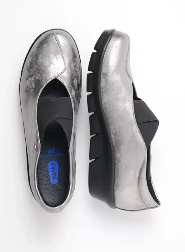 Instappers|Bandschoenen|Wolky Cursa grijs metallic nubuck
