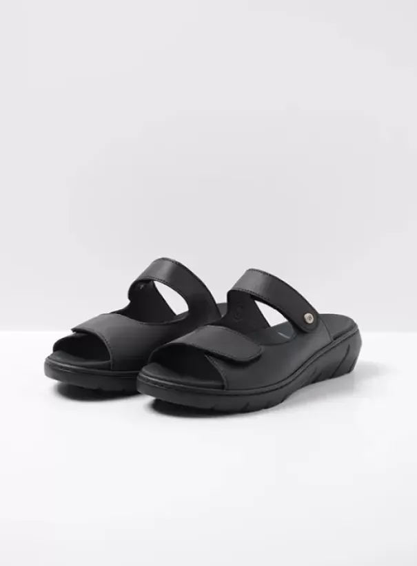 Slippers|Wolky Cyprus zwart leer