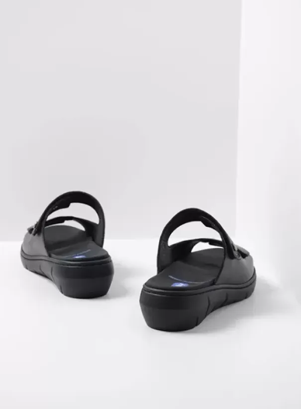 Slippers|Wolky Cyprus zwart leer