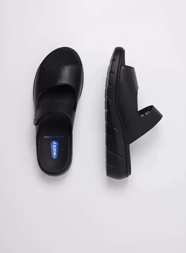 Slippers|Wolky Cyprus zwart leer