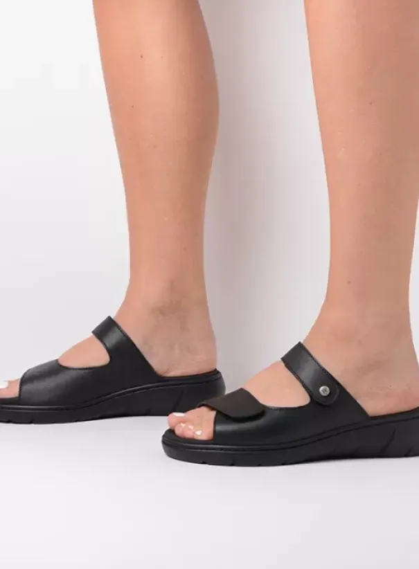 Slippers|Wolky Cyprus zwart leer