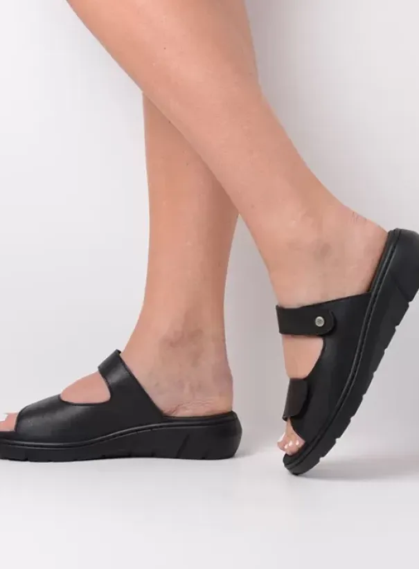 Slippers|Wolky Cyprus zwart leer