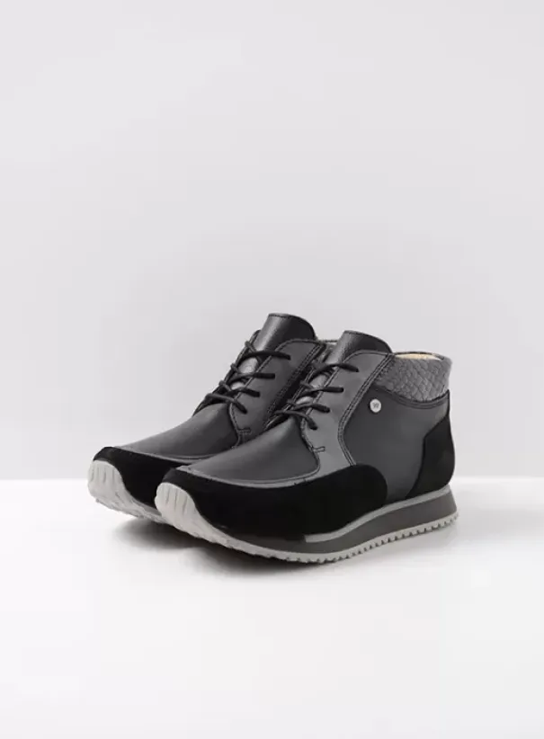Wandelschoenen|Sneakers|Wolky e-Boot zwart combi leer
