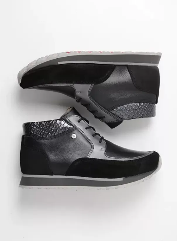 Wandelschoenen|Sneakers|Wolky e-Boot zwart combi leer