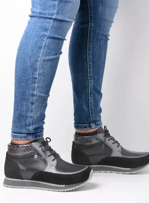 Wandelschoenen|Sneakers|Wolky e-Boot zwart combi leer