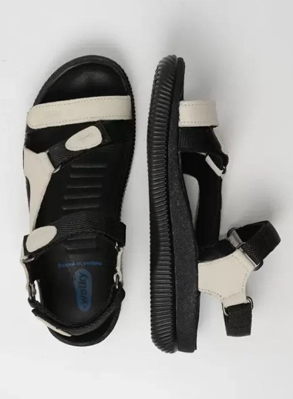 Sandalen|Wolky Energy Lady gebroken wit gevet leer