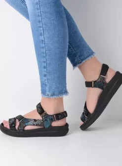 Sandalen|Voorjaar/zomer|Wolky Energy Lady zwart/blauw suede