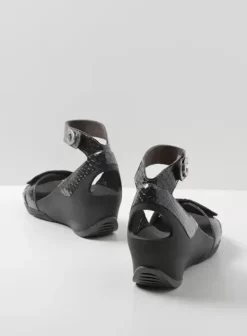 Sandalen|Wolky Era antraciet crocolook lakleer