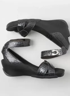 Sandalen|Wolky Era antraciet crocolook lakleer