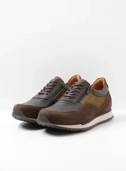 Veterschoenen|Sneakers|Wolky e-Runner bruin combi leer