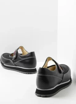 Bandschoenen|Wandelschoenen|Wolky e-Step zwart stretch leer