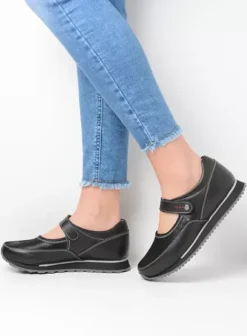 Bandschoenen|Wandelschoenen|Wolky e-Step zwart stretch leer