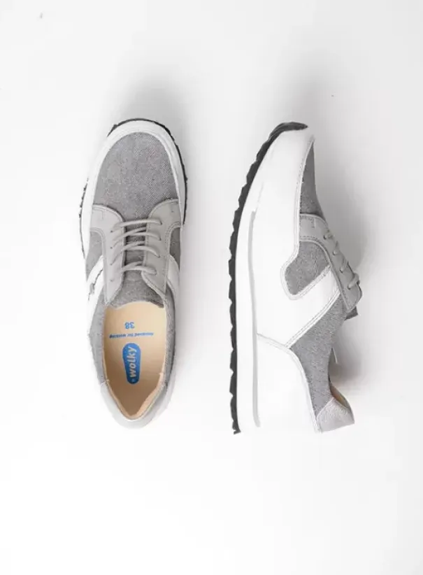 Wandelschoenen|Sneakers|Wolky e-Walk grijs/jeans leer