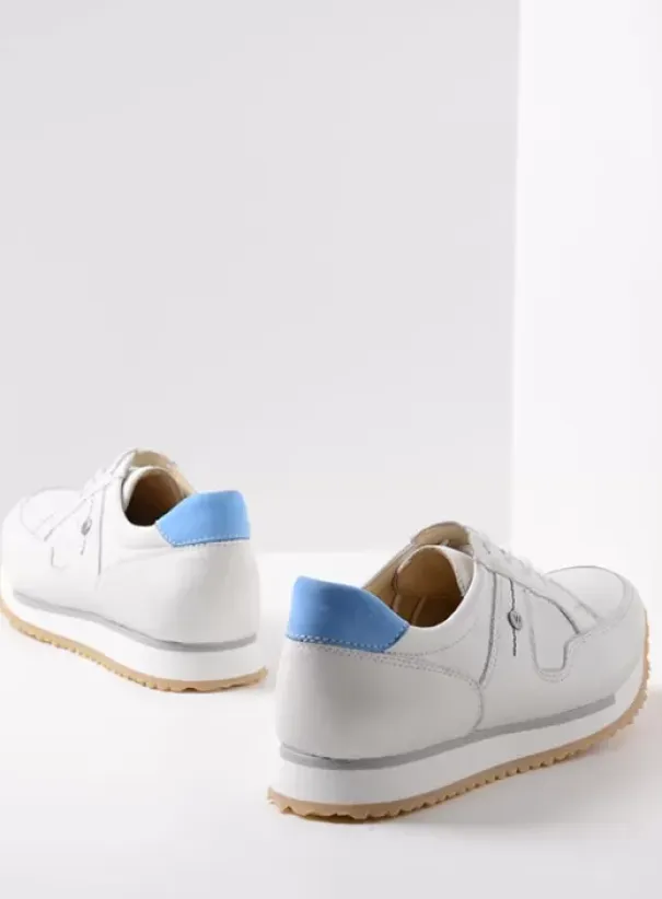 Wandelschoenen|Sneakers|Wolky e-Walk wit/blauw leer