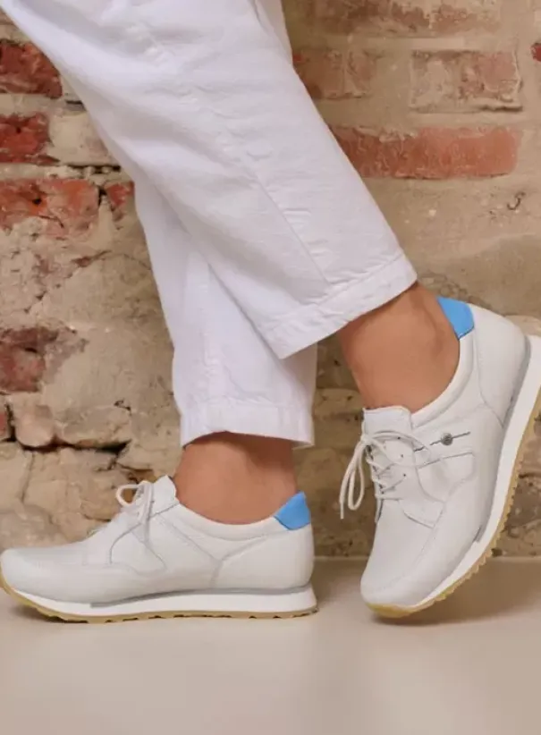Wandelschoenen|Sneakers|Wolky e-Walk wit/blauw leer