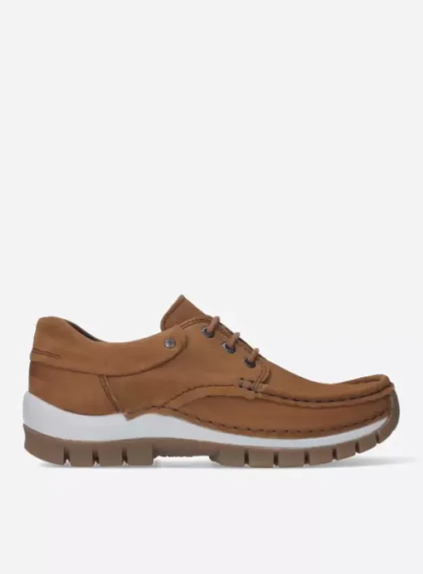 Veterschoenen|Wolky Fly cognac nubuck