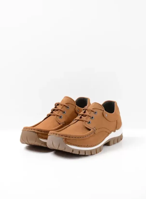Veterschoenen|Wolky Fly cognac nubuck