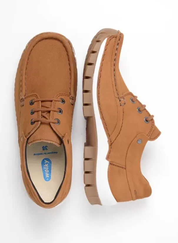 Veterschoenen|Wolky Fly cognac nubuck