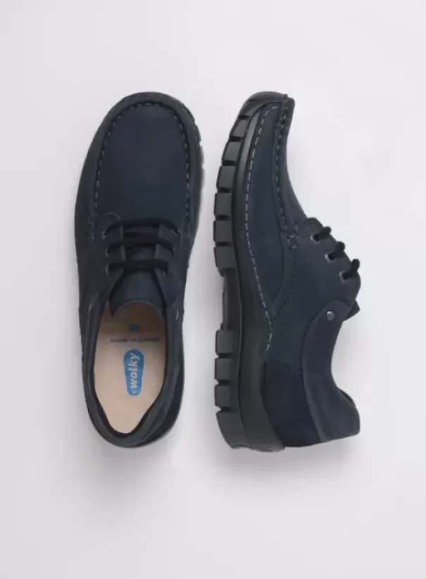 Veterschoenen|Wolky Fly blauw nubuck