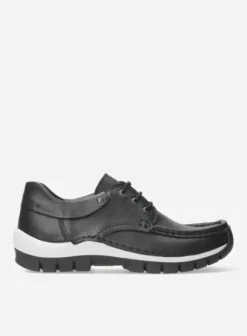 Veterschoenen|Wolky Fly zwart/wit leer
