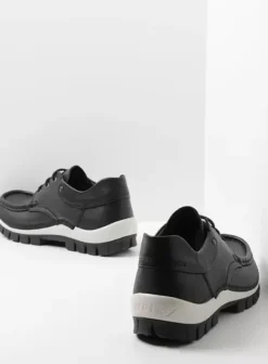 Veterschoenen|Wolky Fly zwart/wit leer