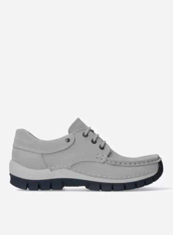 Veterschoenen|Wolky Fly Summer lichtgrijs nubuck