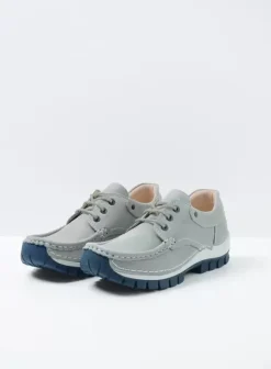 Veterschoenen|Wolky Fly Summer lichtgrijs nubuck