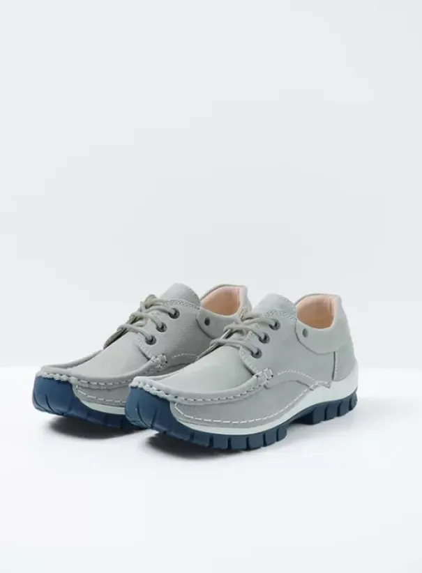 Veterschoenen|Wolky Fly Summer lichtgrijs nubuck
