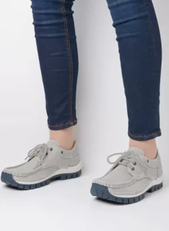 Veterschoenen|Wolky Fly Summer lichtgrijs nubuck