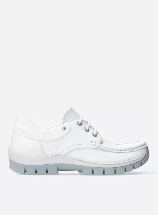 Veterschoenen|Wolky Fly Summer wit/lichtblauw leer