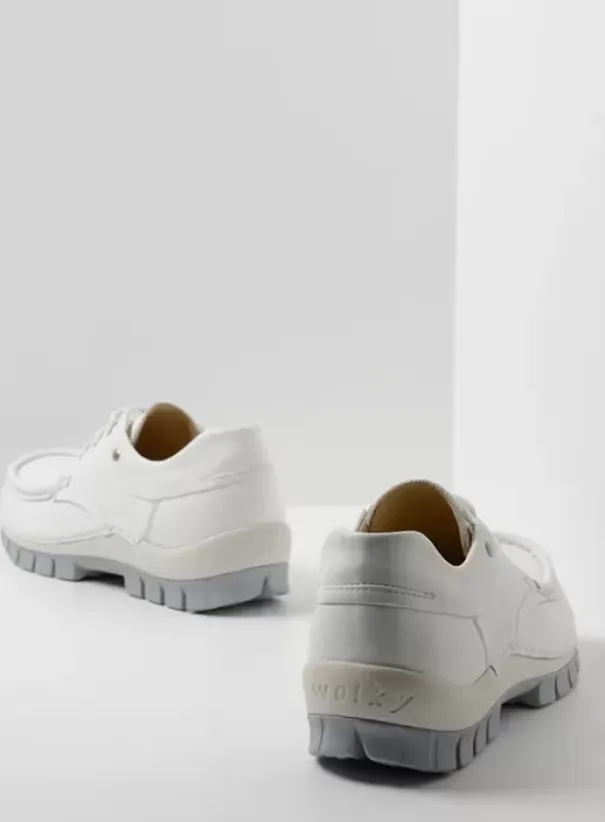 Veterschoenen|Wolky Fly Summer wit/lichtblauw leer