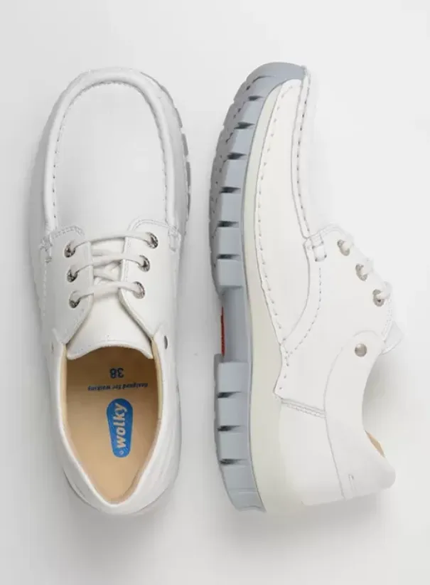 Veterschoenen|Wolky Fly Summer wit/lichtblauw leer