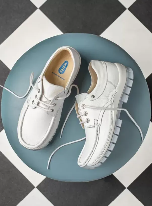 Veterschoenen|Wolky Fly Summer wit/lichtblauw leer