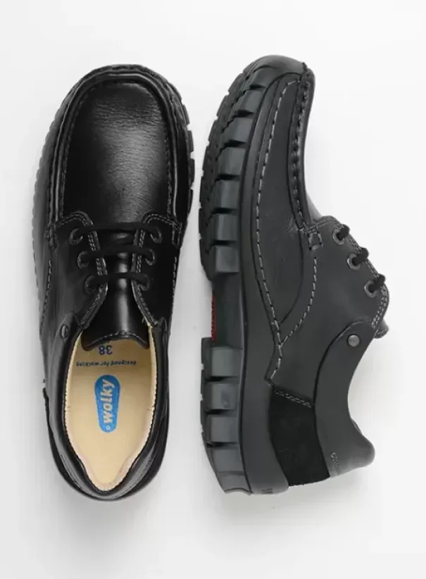 Veterschoenen|Wolky Fly Summer zwart leer