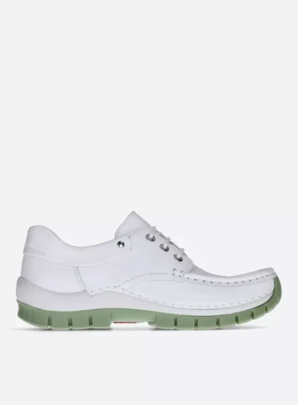 Veterschoenen|Voorjaar/zomer|Wolky Fly Summer wit/lichtgroen leer