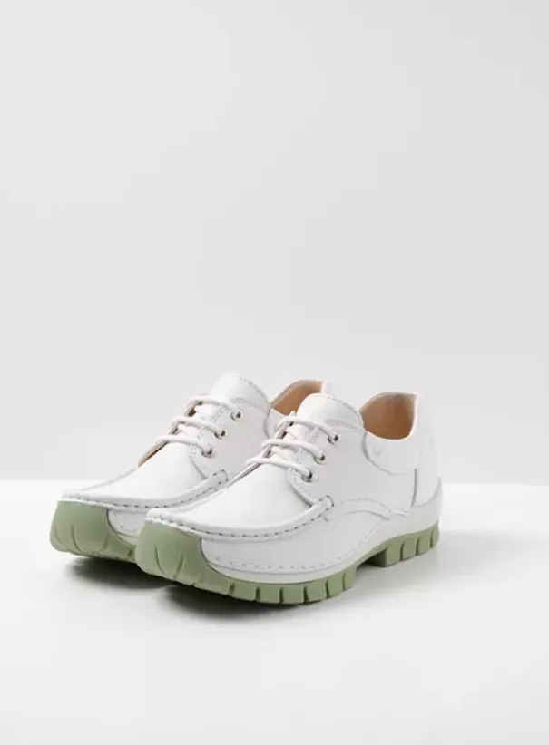 Veterschoenen|Voorjaar/zomer|Wolky Fly Summer wit/lichtgroen leer