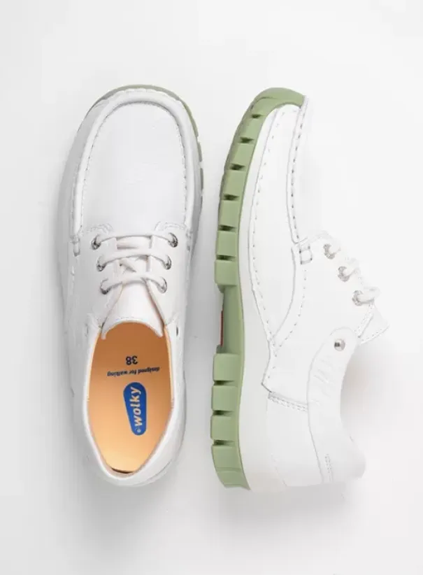 Veterschoenen|Voorjaar/zomer|Wolky Fly Summer wit/lichtgroen leer