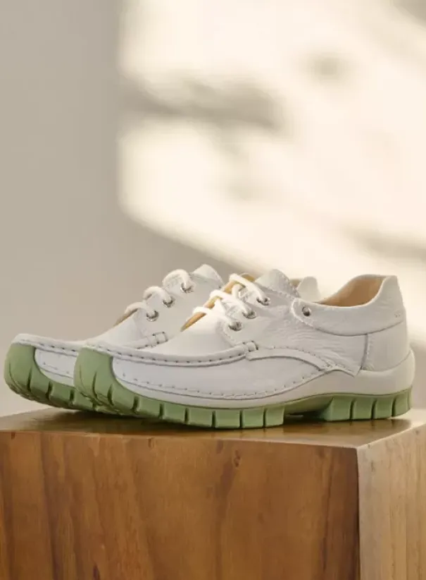 Veterschoenen|Voorjaar/zomer|Wolky Fly Summer wit/lichtgroen leer