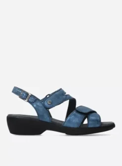 Sandalen|Wolky Fria denim blauw leer