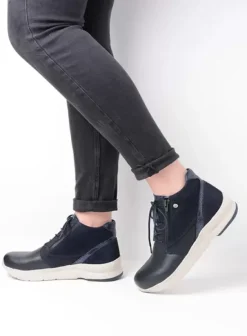 Wandelschoenen|Veterschoenen|Wolky Glacier blauw combi leer