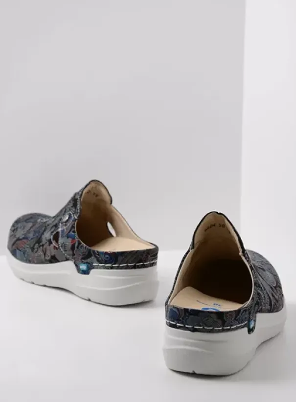 Hielspoor|Slippers|Wolky Holland zwart/blauw suede