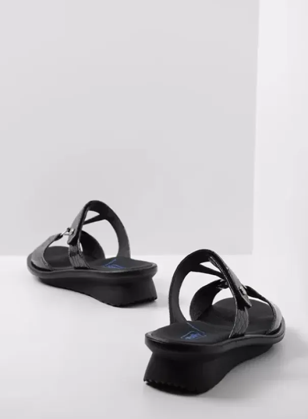 Slippers|Voorjaar/zomer|Wolky Isa antraciet crocolook lakleer