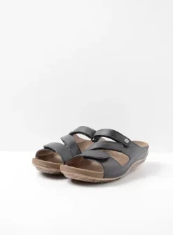 Volle voeten|Slippers|Wolky Jasper zwart leer