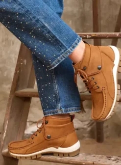 Hielspoor|Veterschoenen|Wolky Jump cognac nubuck