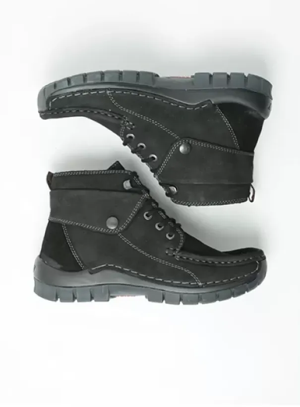 Hielspoor|Veterschoenen|Wolky Jump zwart nubuck