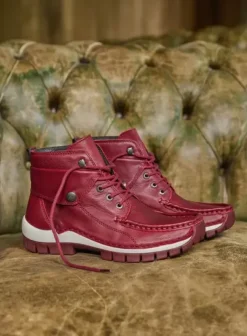 Hielspoor|Veterschoenen|Wolky Jump donkerrood leer