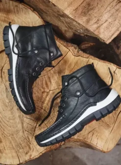 Hielspoor|Veterschoenen|Wolky Jump zwart/wit leer