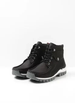 Hielspoor|Veterschoenen|Wolky Jump zwart grijsgroen nubuck
